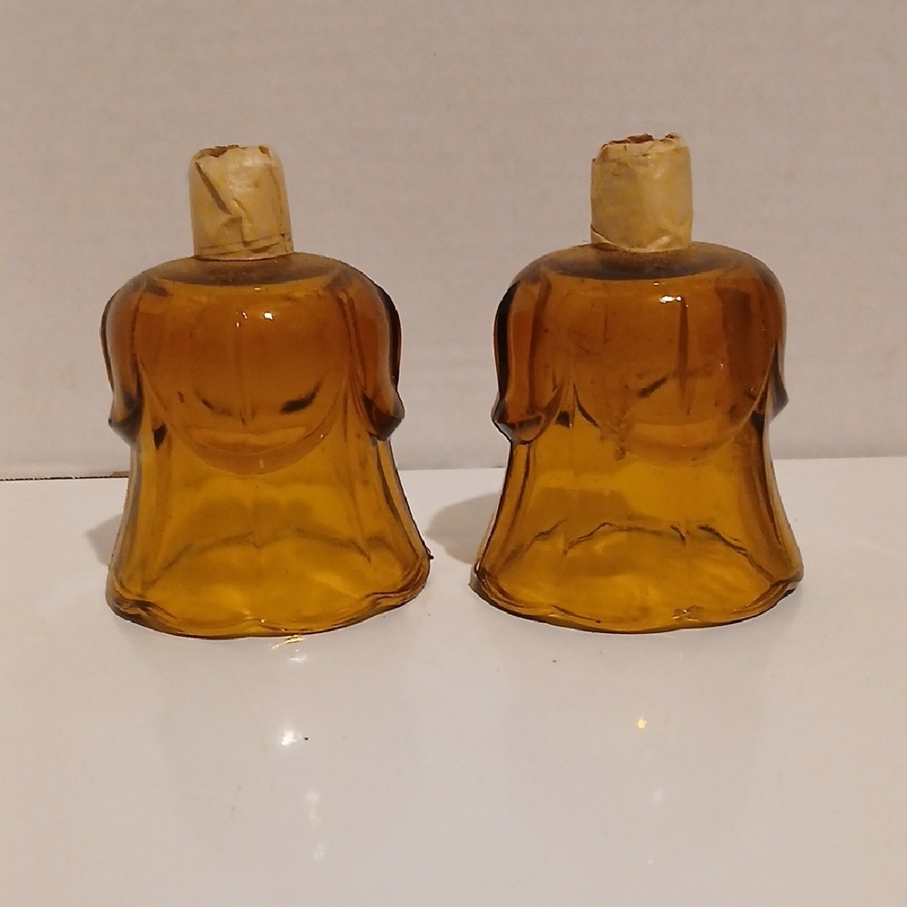 Home Interiors Homco Amber Glass Bell Tulip Candle Holder Cup Accents